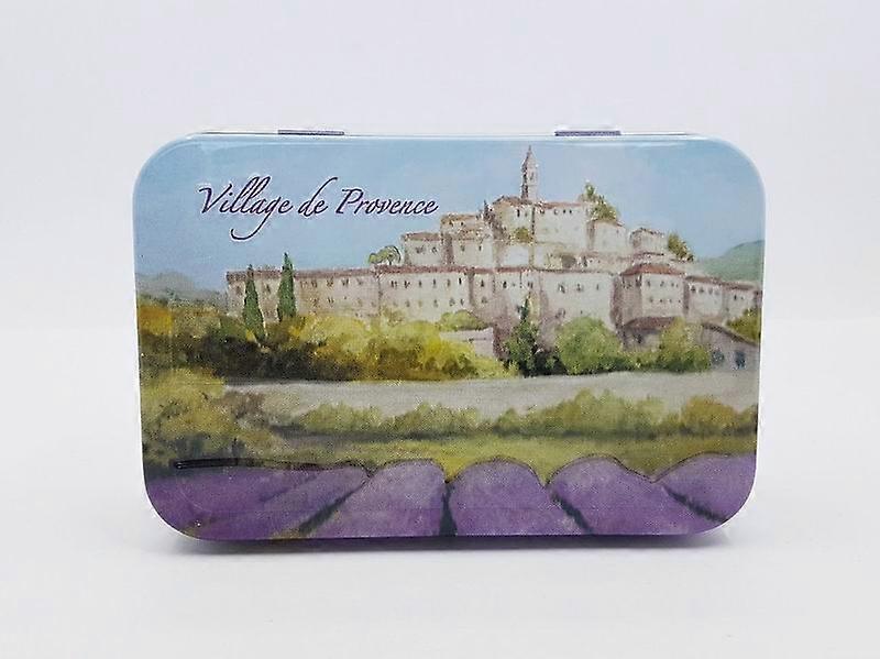 Metal soap tin with print Village de Provence
