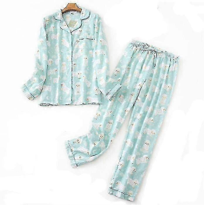 2025 "Dampyjamas Flanell Bomull Hemkläder Kostym Höst Vinter Pyjamas Rutigt tryck Sovtoppar"