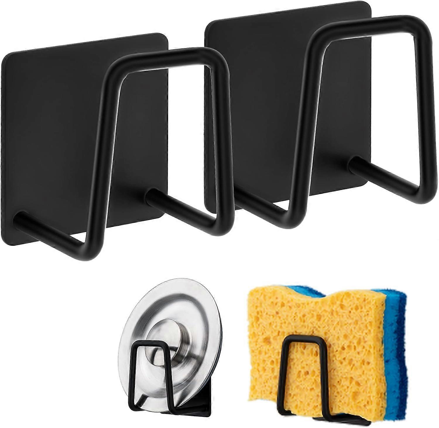 Durable Sponge Holders for Kitchen Sink, Space Saving Caddy with Rustproof Stainless Steel, Strong Adhesive for Quick Drying