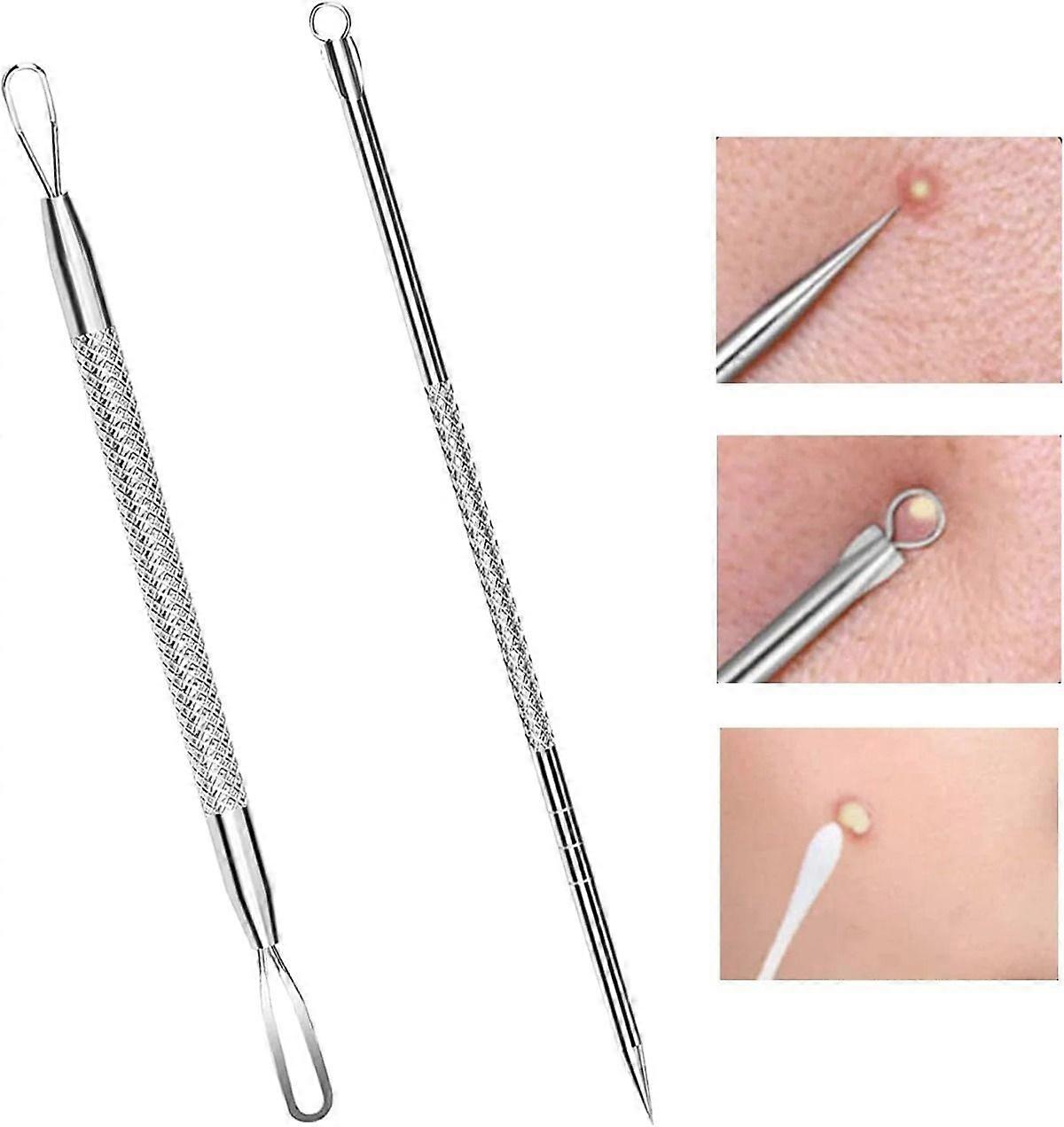 Blackhead Remover Comedone Extractor,2 PCS Pimple Popper Tool, Pimple Comedone Removal 2-in-1 Extractor Tool,Stainless Steel Pimple Extractor Blackhea