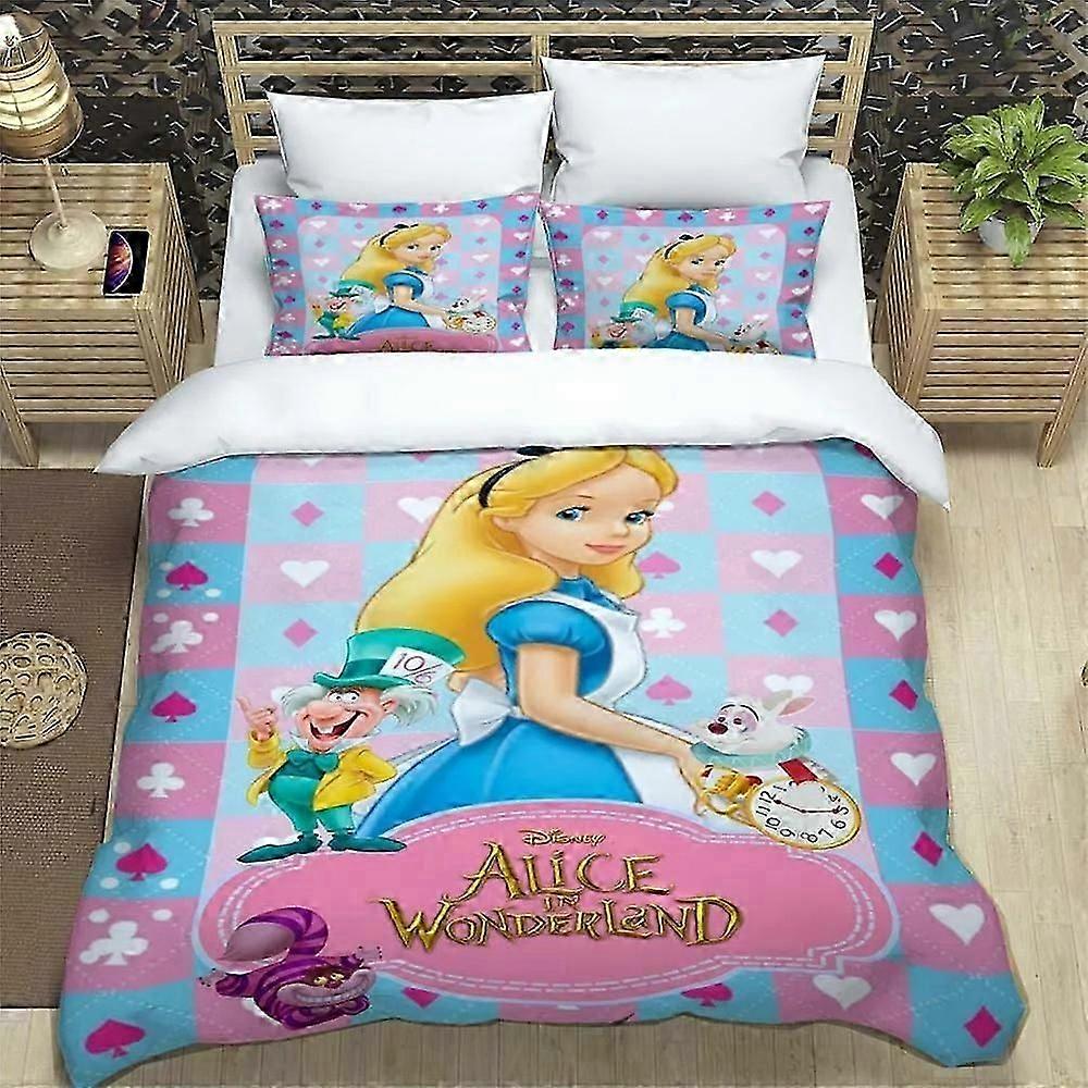 i473 Lakan Alice i Underlandet Sängkläder Set Påslakan Set Lätt Mjuk Påslakan Dekorativa Sängkläder för tonåringar Pojkar Flicka Gåva Lakan