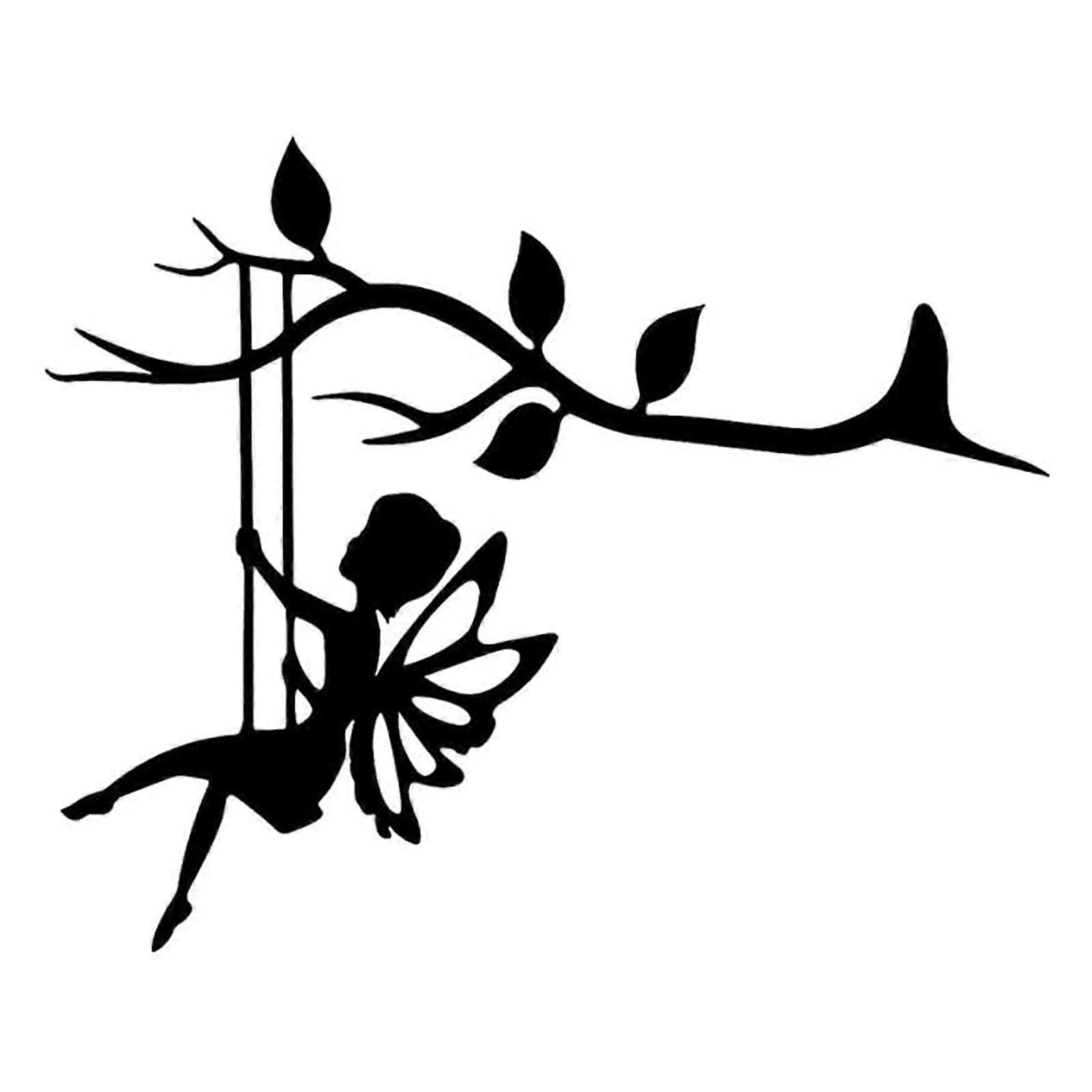 防錆鉄の妖精の枝の装飾31x20cmブラックガーデンデコレーション