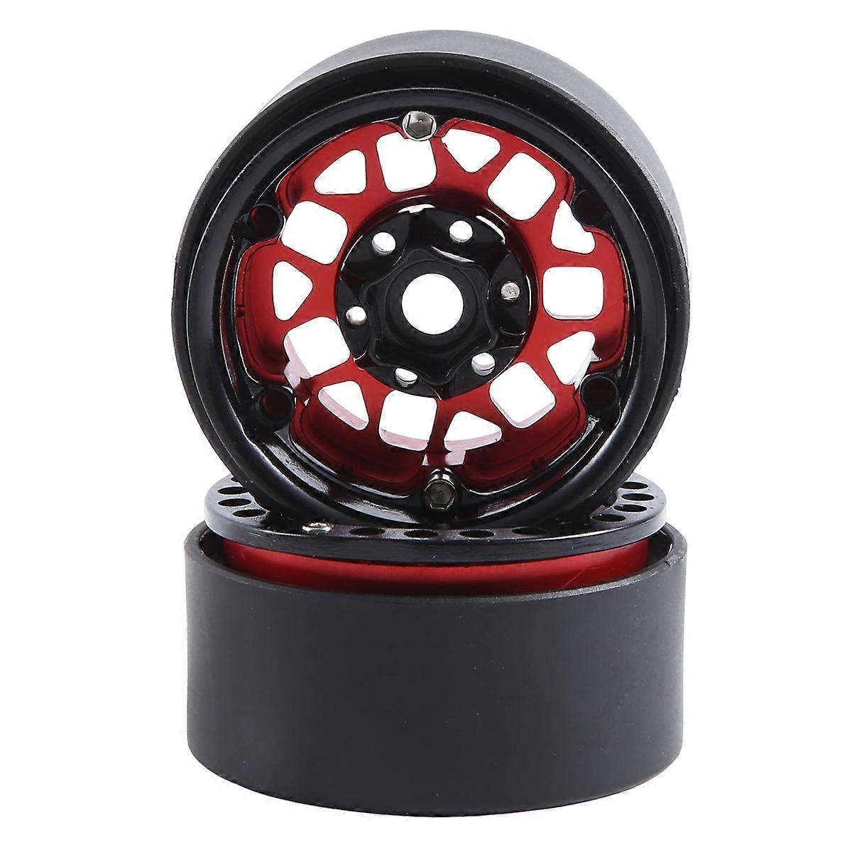 4PCS 1.9Inch Metal Beadlock Wheel Hub Rim,Red 14