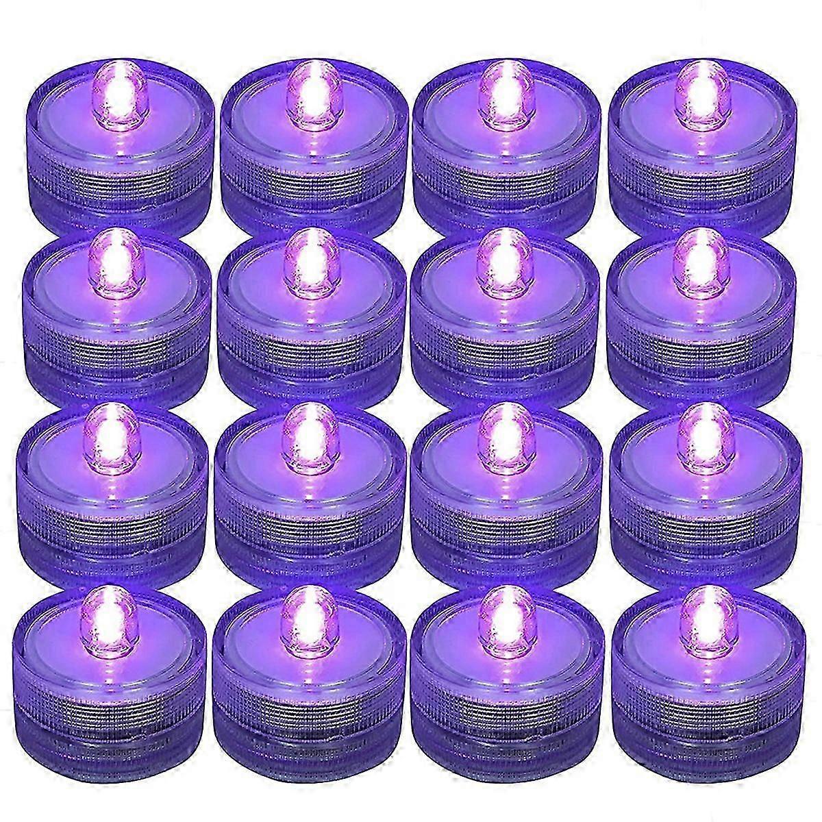 12Pcs Submersible LED Light,Purple Candle Tea Lights,Battery Operated