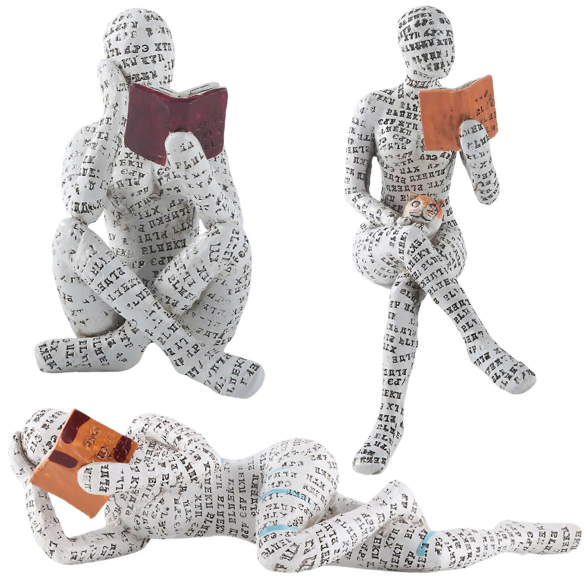 Home Decor Pulp Reading Women Thinker Statue Aesthetic Modern Abstract Sculpture for Shelf Desk Table 3 Pack