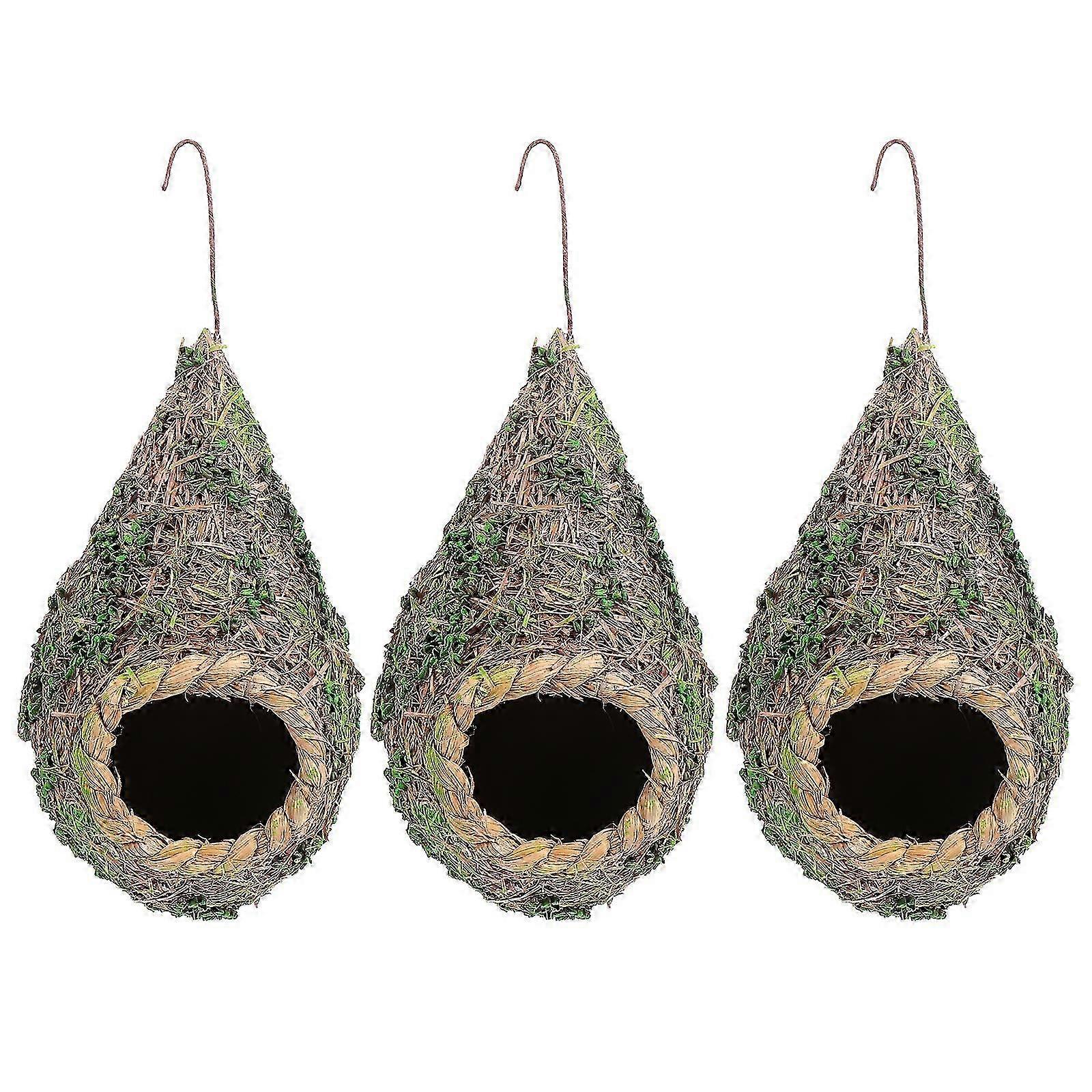 3pcs Simulazione Nido di uccello Tessitura Erba Nido confortevole Paglia Uccelli Nido