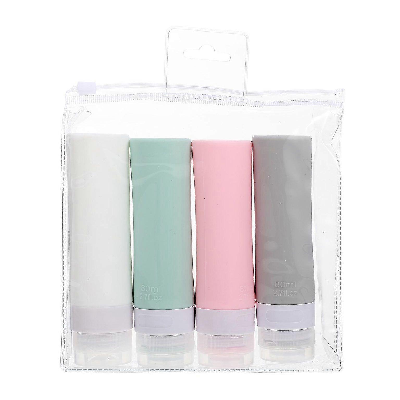 Travel Silicone Lotion Bottles Set - 4 Reusable 80ml Containers for Shampoo, Creams, and Body Wash - Compact & Durable