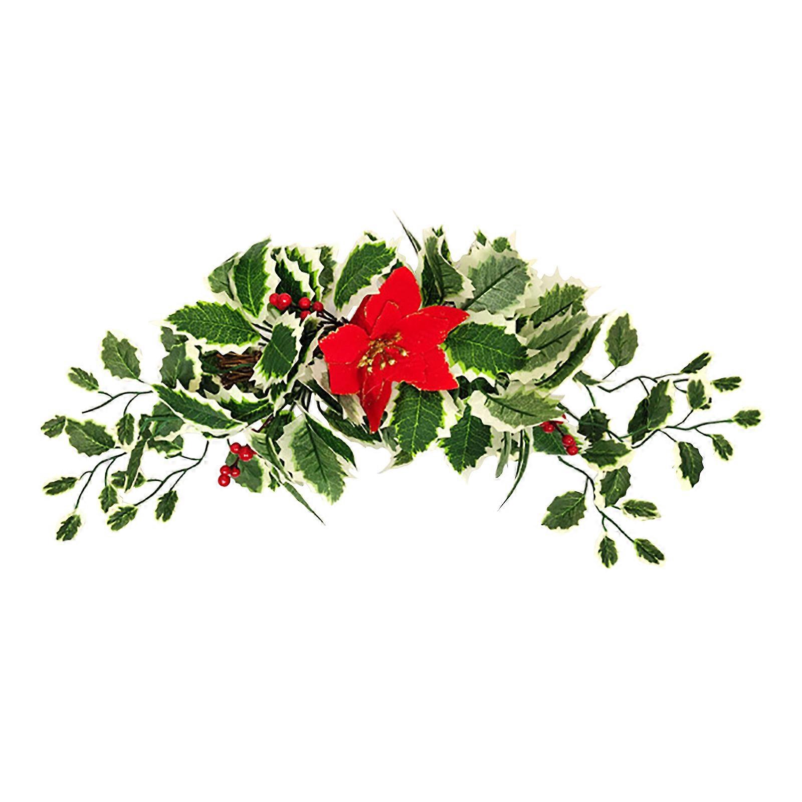 1pc Christmas Simulation Wreath Red Fruit Pine Needle Lintel Decoration Holiday Party Front Hanging