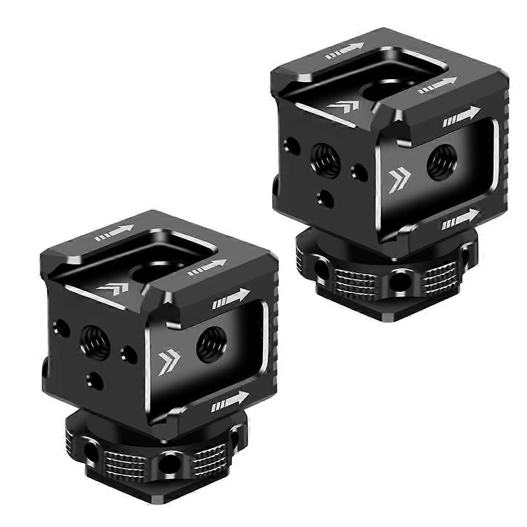 Triple Cold Shoe Mount Adapter with 1/4' Thread, Monitor Hot Shoe Extension Bracket Base (2Pcs)