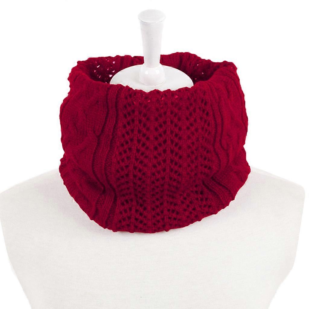Winter Twist Cable Knit Neck Warmer Gaiter Solid Color Stretch Circle Loop Scarf Red