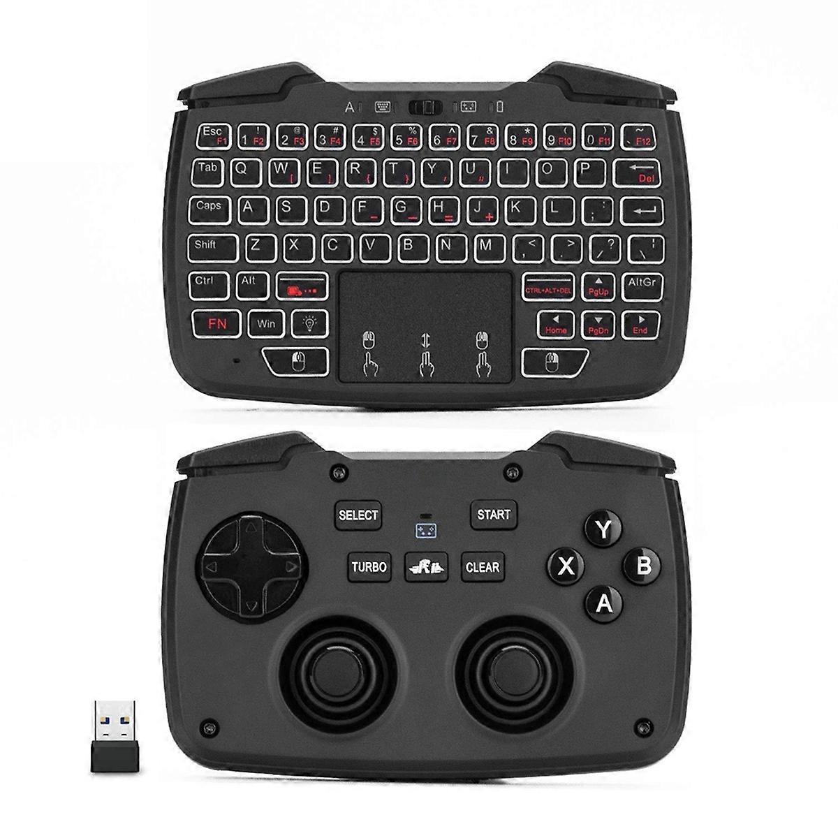 RK707 2.4GHz Wireless Portable Game Controller Keyboard Mouse Combo Turbo Function for PC/Raspberry Pi2/Android TV