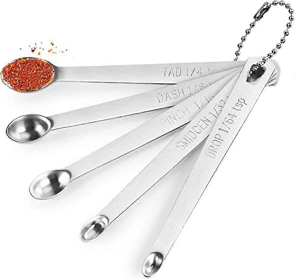 5 Pcs Mini Measuring Spoons Set, Stainless Steel Small Measuring Spoons Tad 1/4 Tsp, Dash 1/8 Tsp, Pinch 1/16 Tsp, 1/32 Tsp, Drop 1/64 Tsp For Home Ki