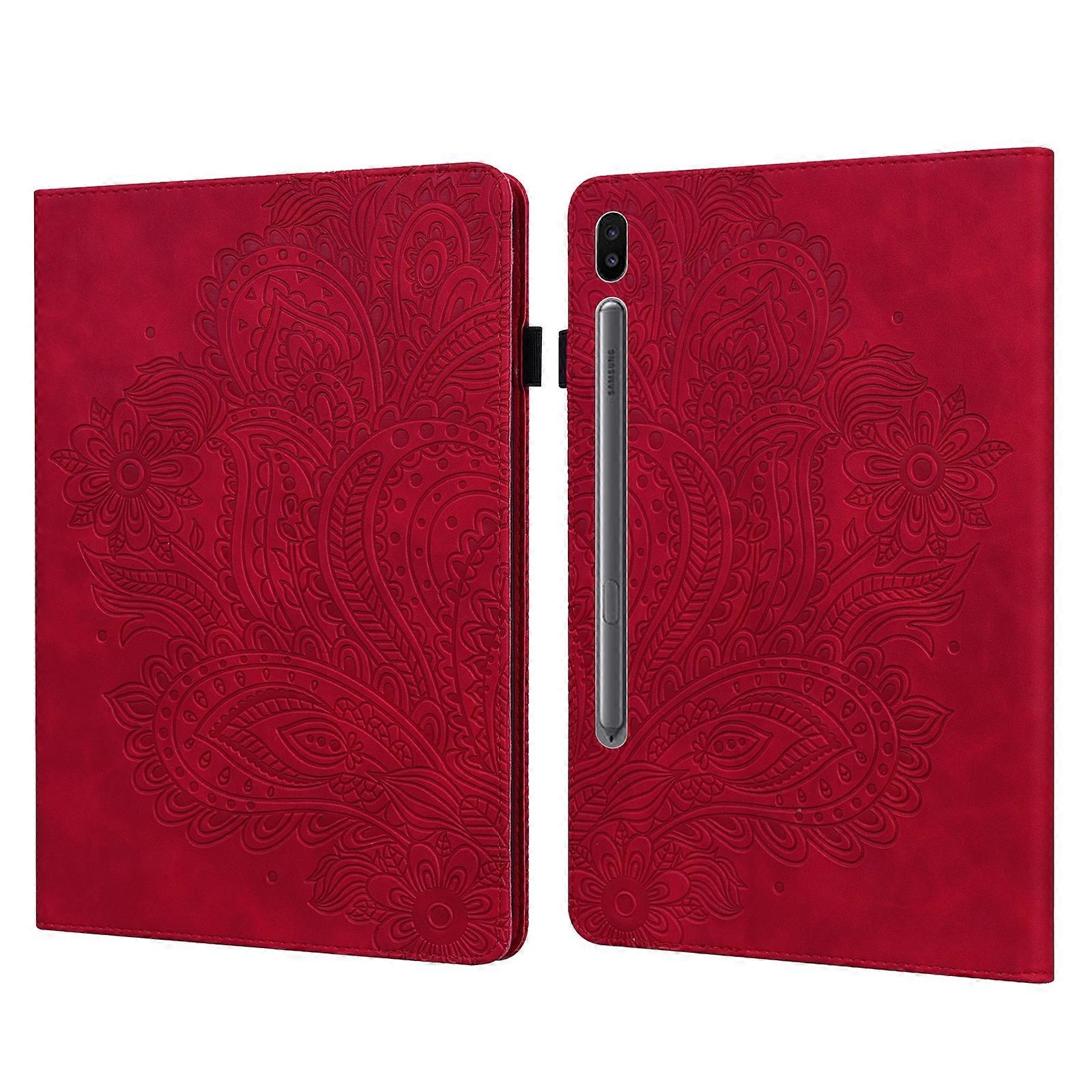 For Samsung Galaxy Tab S6 T860 Peacock Embossed Pattern Leather Tablet Case