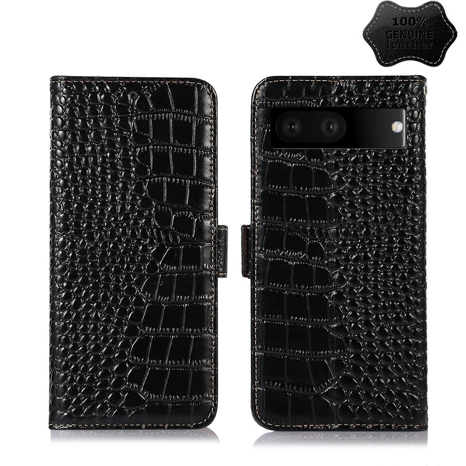 For Google Pixel 7 5G Crocodile Top Layer Cowhide Leather Phone Case