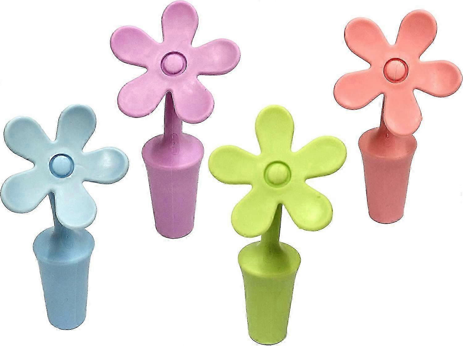 Flower/Wine Bottle Stoppers, Silicone Sun flower Shape (4pcs)