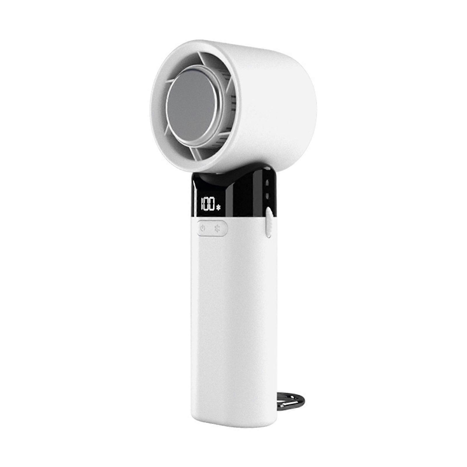 Handheld Miniature Desk Fan USB Charging Cooling Fan with Digital Display and Low Noise for Home Or Office Environment White