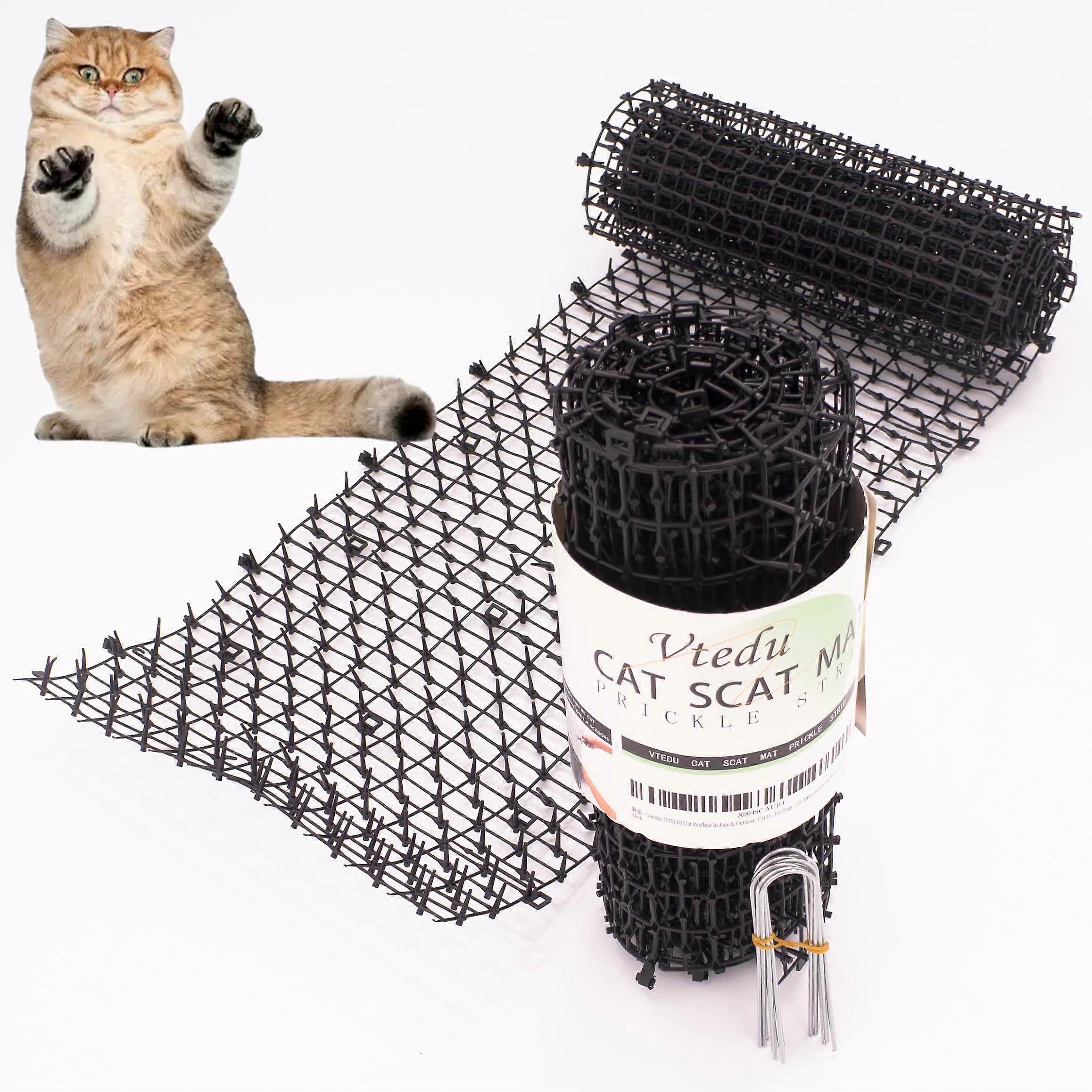 Cat Scat Mat With Spikes (6.5ft)  Deterrent and Repellent for Counters, Indoor/Outdoor Use  8 Staples Included