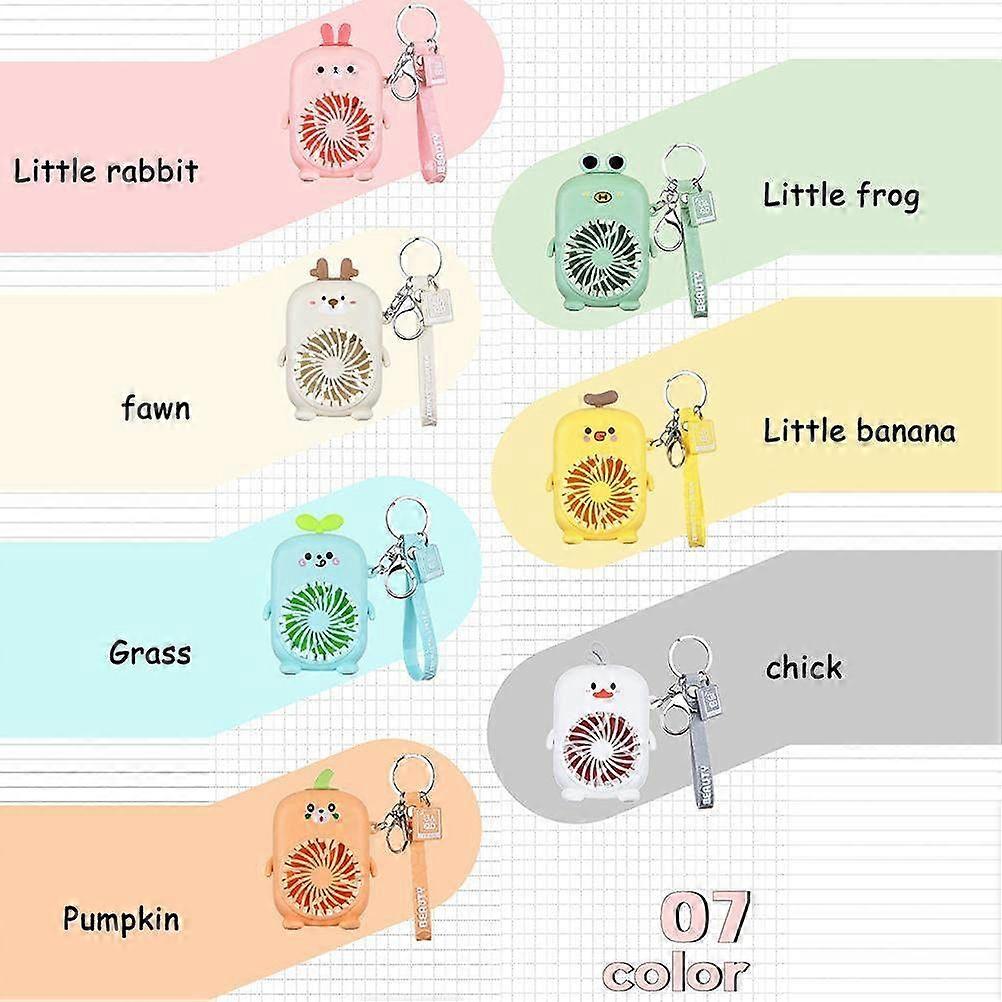 Mini Cute Animal Fans with Keychain (Pink)