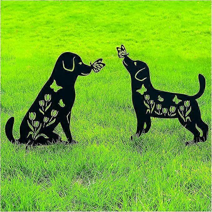 Metal Art Rooster/Kitten/Puppy/Horse Garden Stakes Decor for Outside Yard