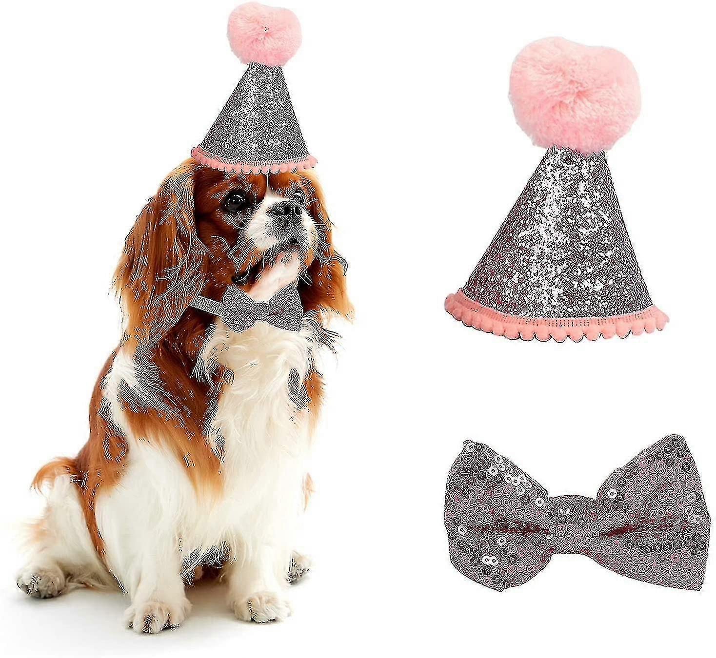 Pet Birthday Hat, Kitten Hat, Adjustable Pet Hat With Pom Pom Topper