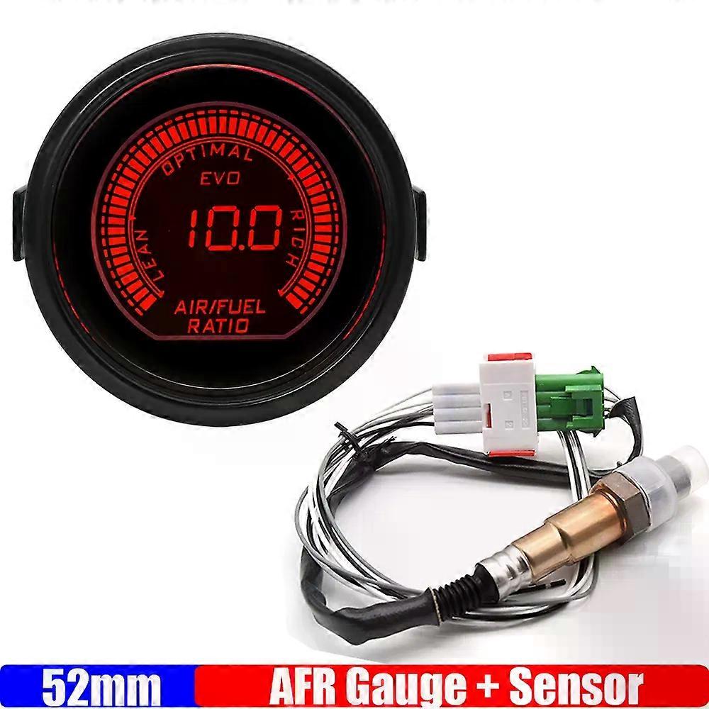 2 "52mm Aria Carburante Indicatore Blu / Rosso LED AFR Meter Display con sensore di ossigeno O2 a banda stretta 0258006028 per auto da corsa a benzina