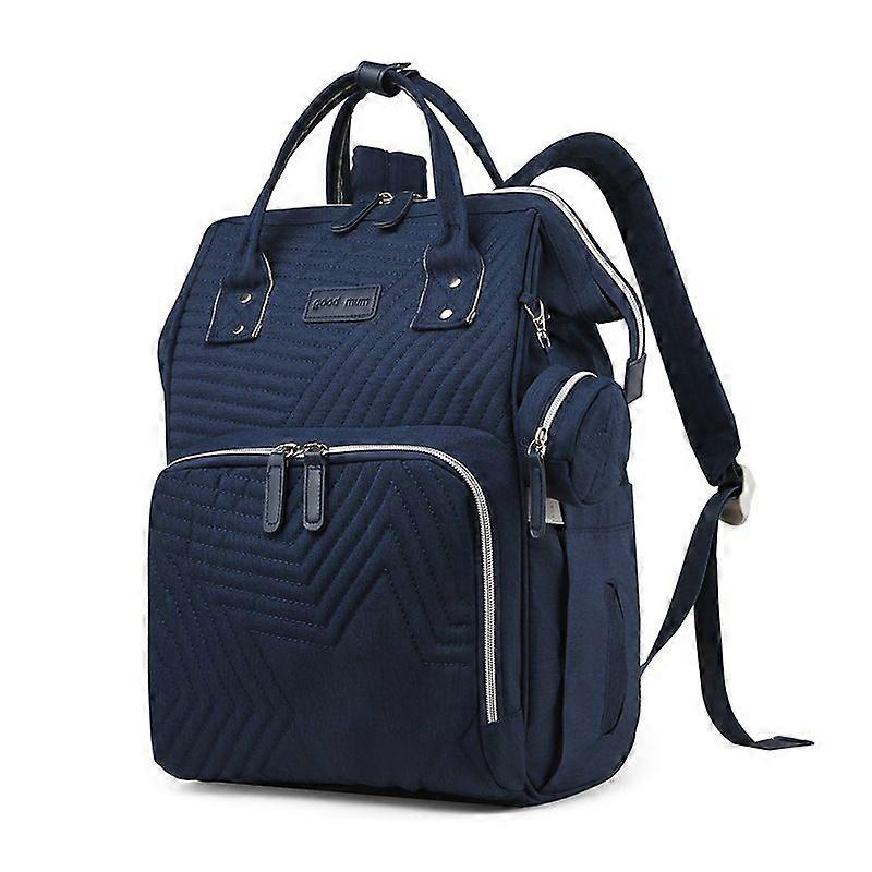 Diaper Nappy Bag Backpack for Mom with Key Case Blue