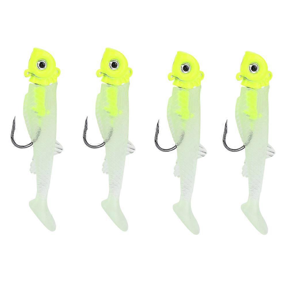 4PCs Bag Single Hook TTail Soft Anti Bottom Hanging Bait Artificial High Simulation Fishing Tackle Tool