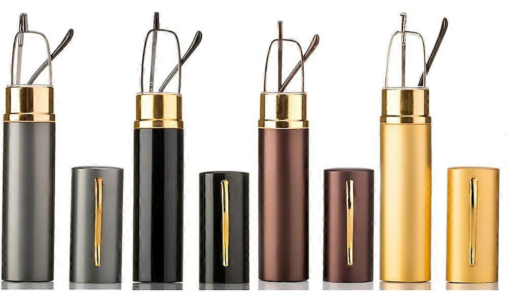 4 Pack Compact Reading Glasses 1.00 Magnification with Aluminum Case - Spring Hinged Metal Frames, Lightweight Portable Design