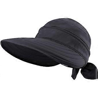 Damen Einfacher Hut Upf 50+ Uv Sonnenschutz Wandelbarer Strand Sonnenhut Schwarz