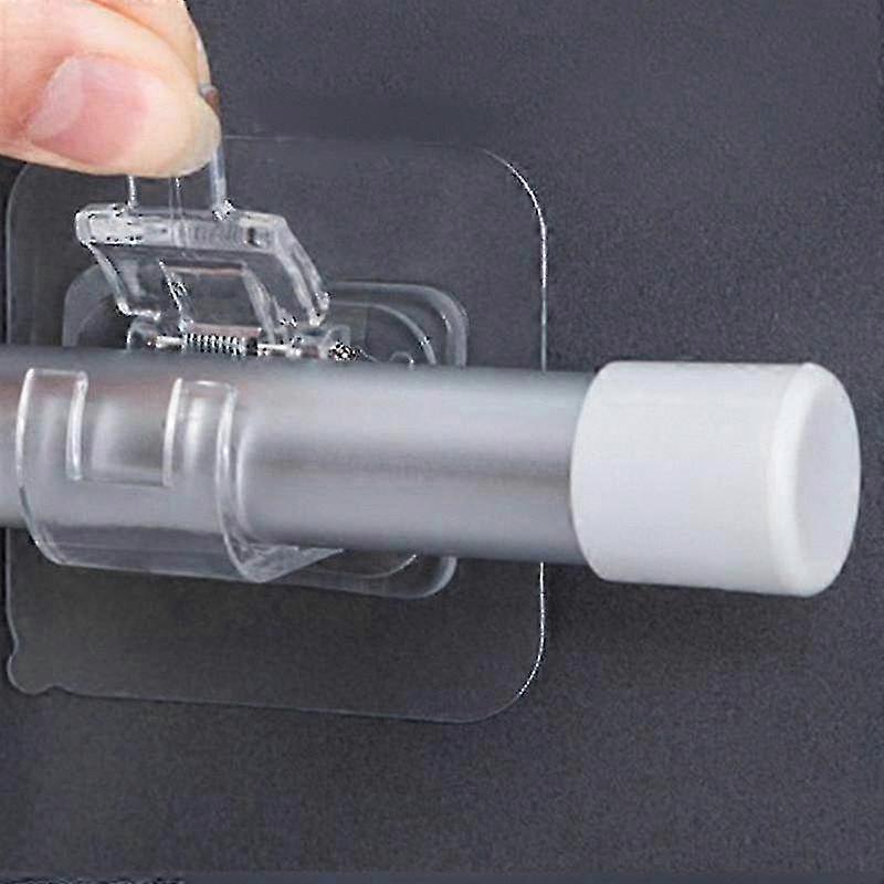 4 Pack Self Adhesive Adjustable Rod Holder Clamp Hooks Bracket for Curtains