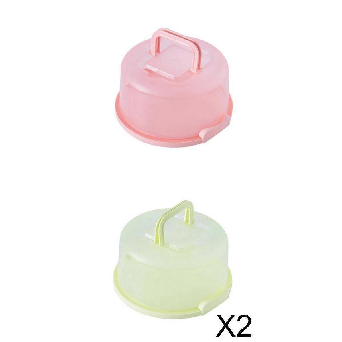 3pcs Plastic Round Cake Storage Carrier Container Lockable Lid