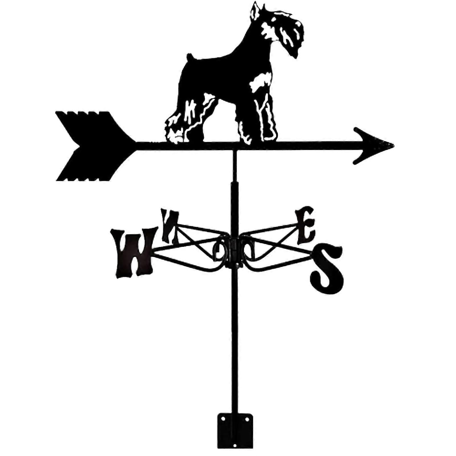 Weather vane Schnauzer puppy ornament with antirust coating, garden post wind direction indicator