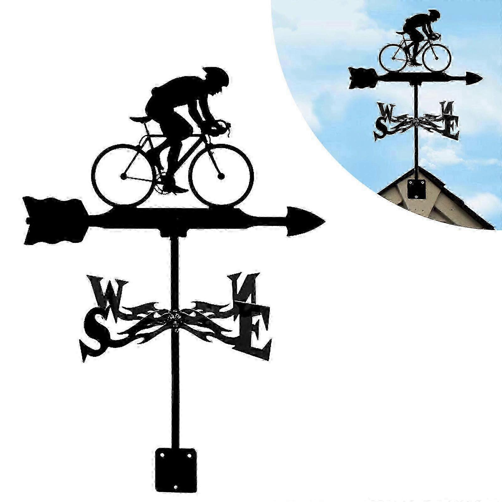 Decorative Horse and Cyclist Silhouettes Weather Vane with Direction Indicator