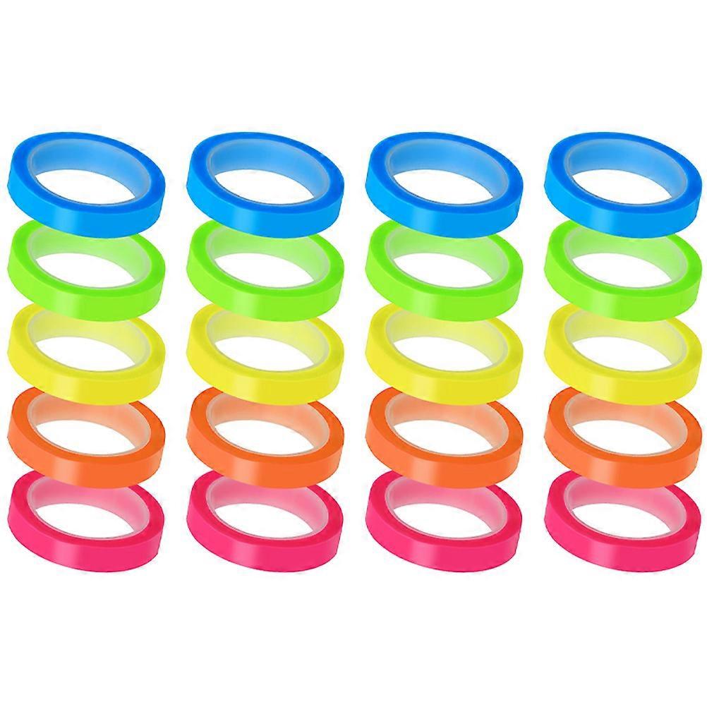 20 Rolls Transparent Sticky Tabs, Self Adhesive Page Markers with Bright Color Highlighter Tape for Books, Notes, Files, Office and Home Use