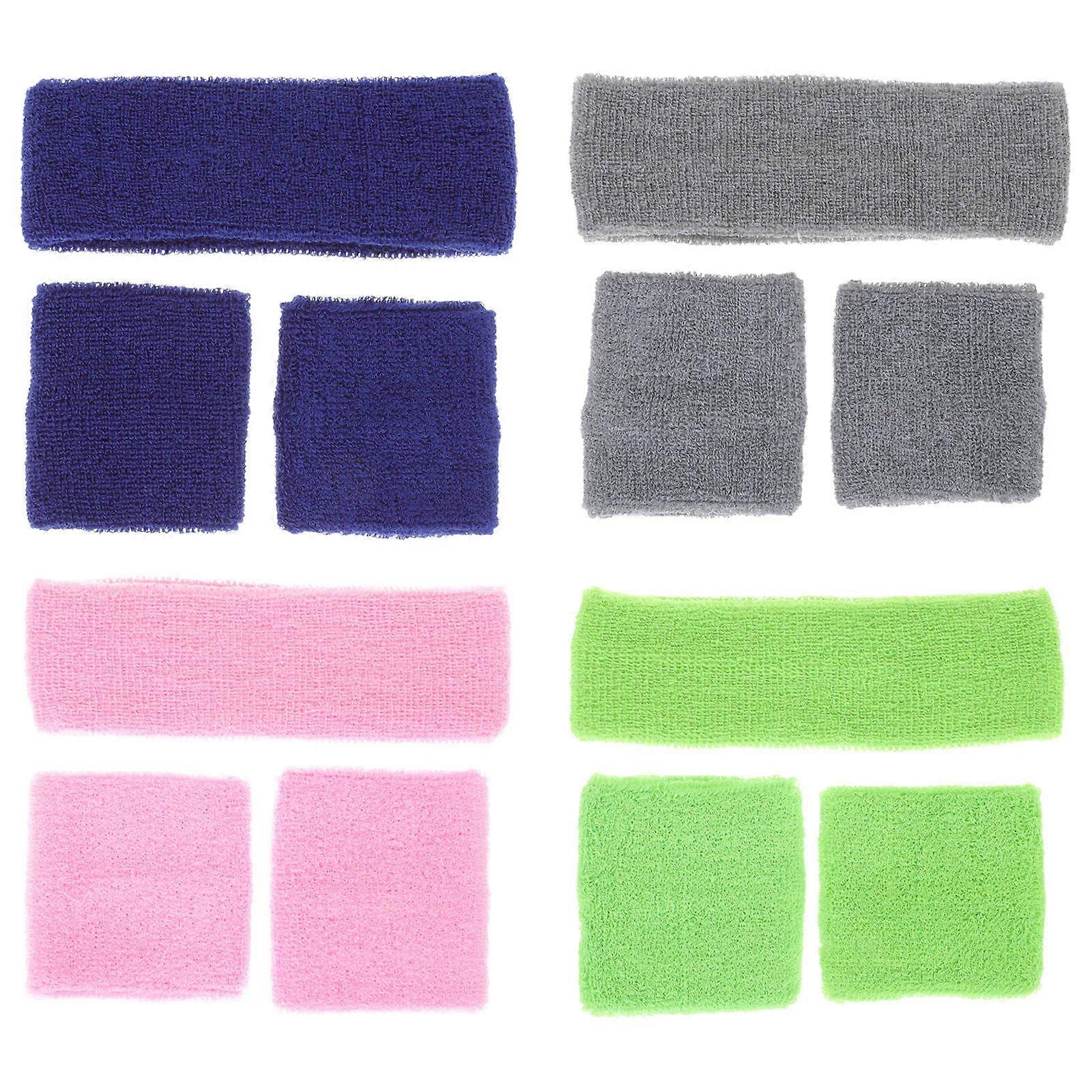 Colorful Elastic Sweatbands Set for Sports, Yoga, and Daily Use – Includes Headbands & Wristbands, Reusable & Easy to Clean