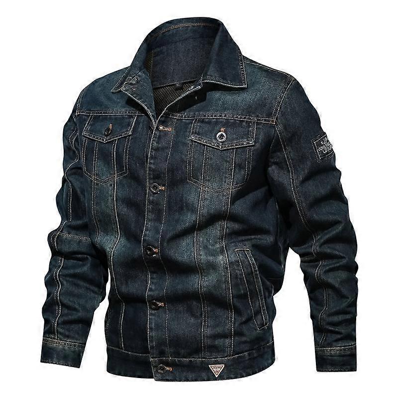 Men's Solid Denim Jacket Spring Autumn Casual Slim Fit Bomber Jackets Male  Jean Jacket Outwear Male Cowboy Plus Size
