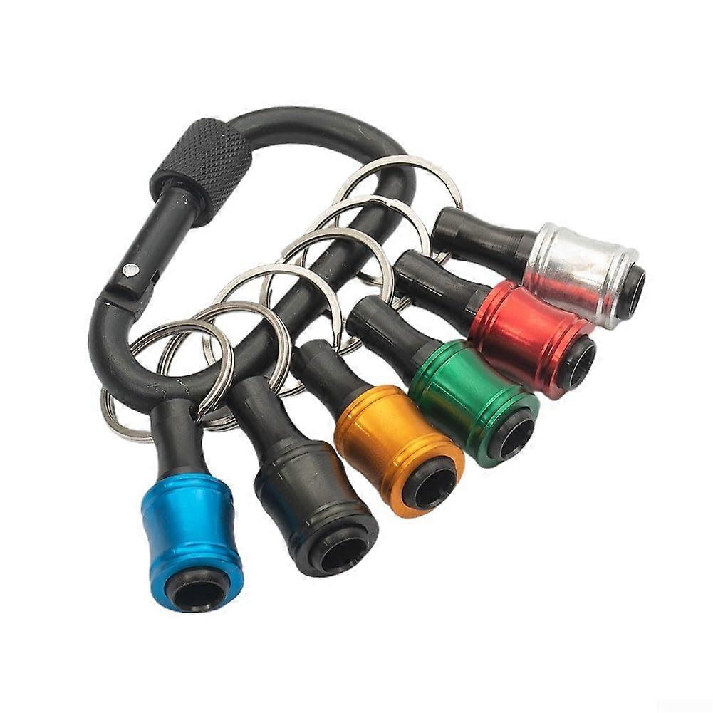 Aluminium Screwdriver Bit Holder Extension Rod with Carabiner, Hex Shank, 6 Pieces, Durable Tool Accessory