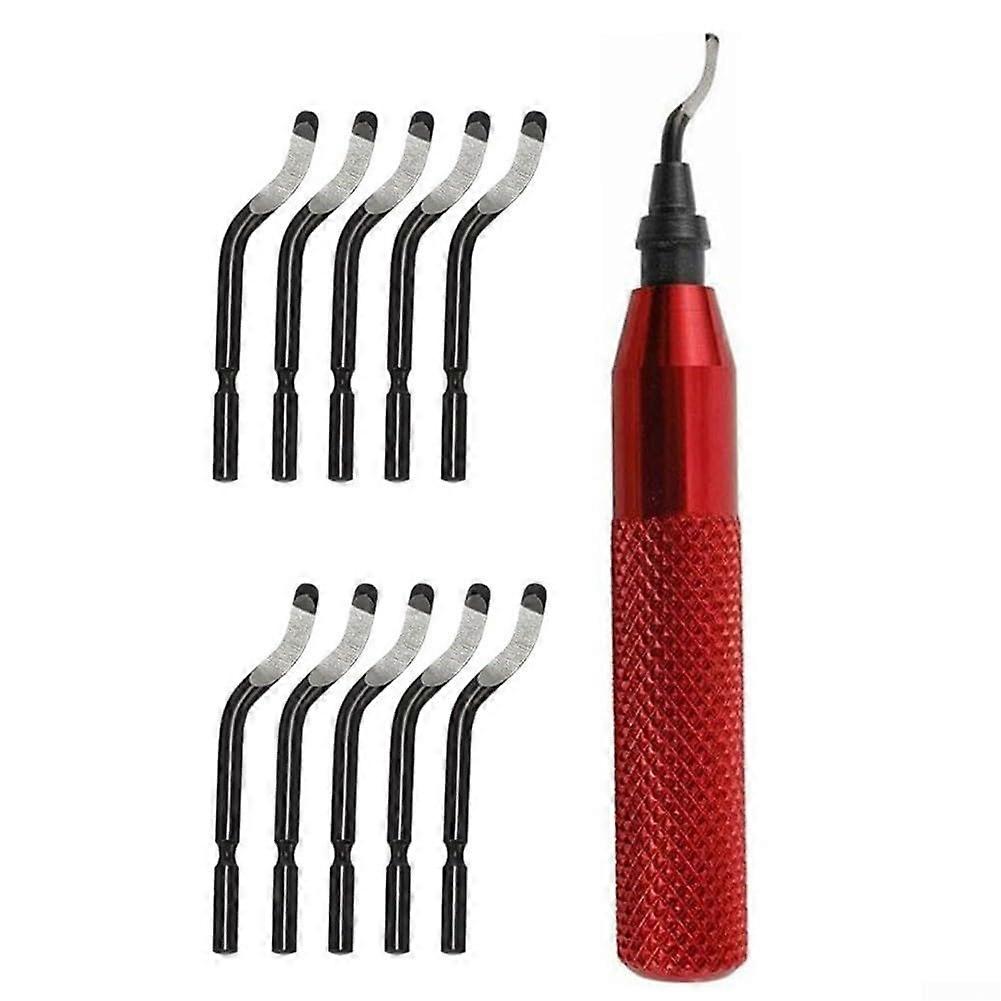 Blade Replacement Deburring Tool Set With Milling Handle And 10 Blades For Woodworking