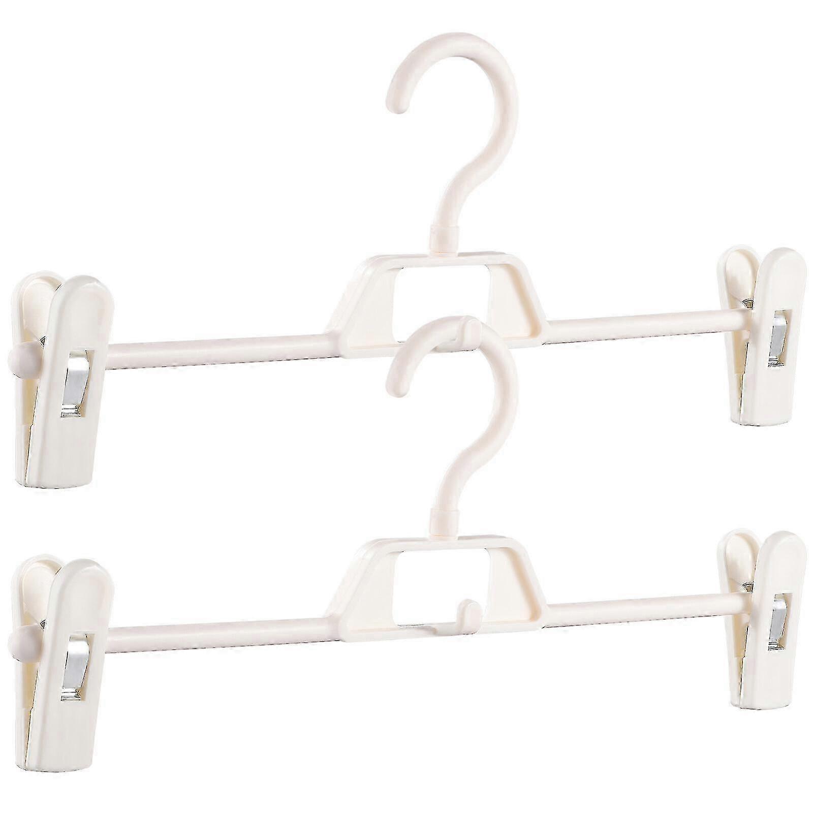 10pcs Stackable Plastic Clothes Hangers with Adjustable Clips for Pants, Skirts, and Dresses