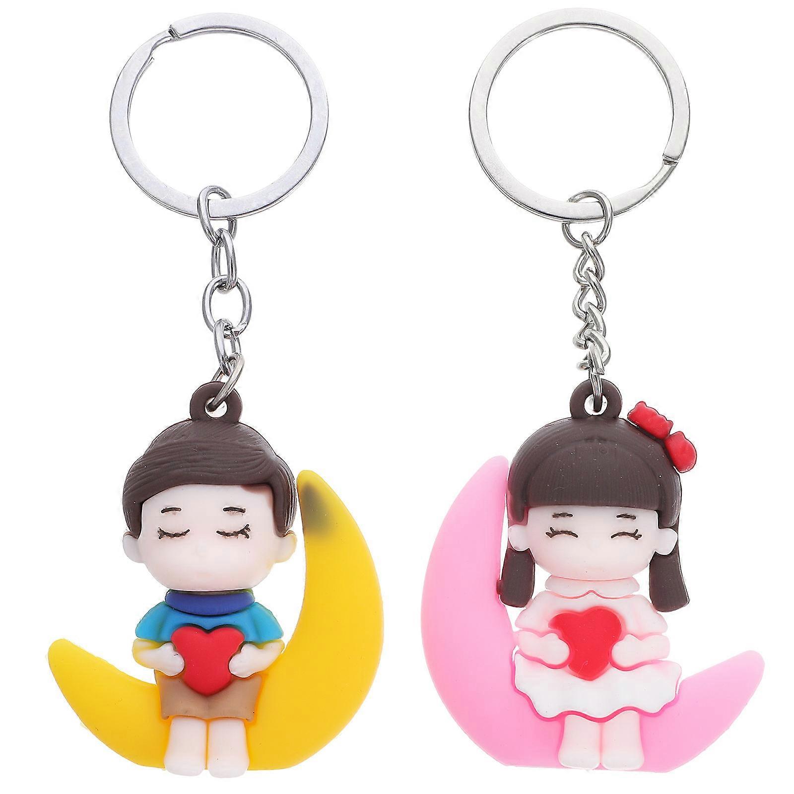 Cartoon Key Chains Figure Shape Key Rings Daily Use PVC Soft Gel Material Key Pendant 6Pcs