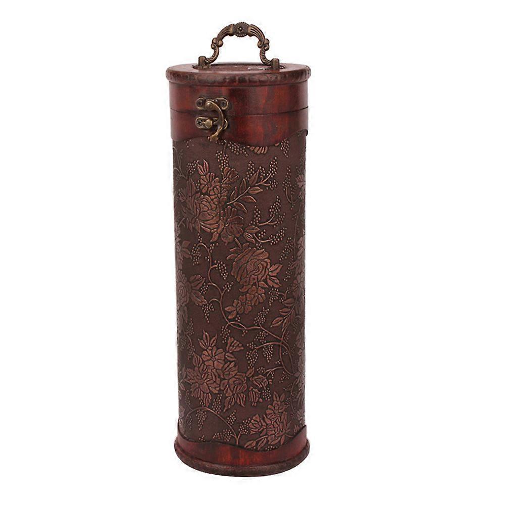 Decorative Wooden Box Wine Storage Round Style Party present Packaging 34.00X11.50X11.50CM 1Pc