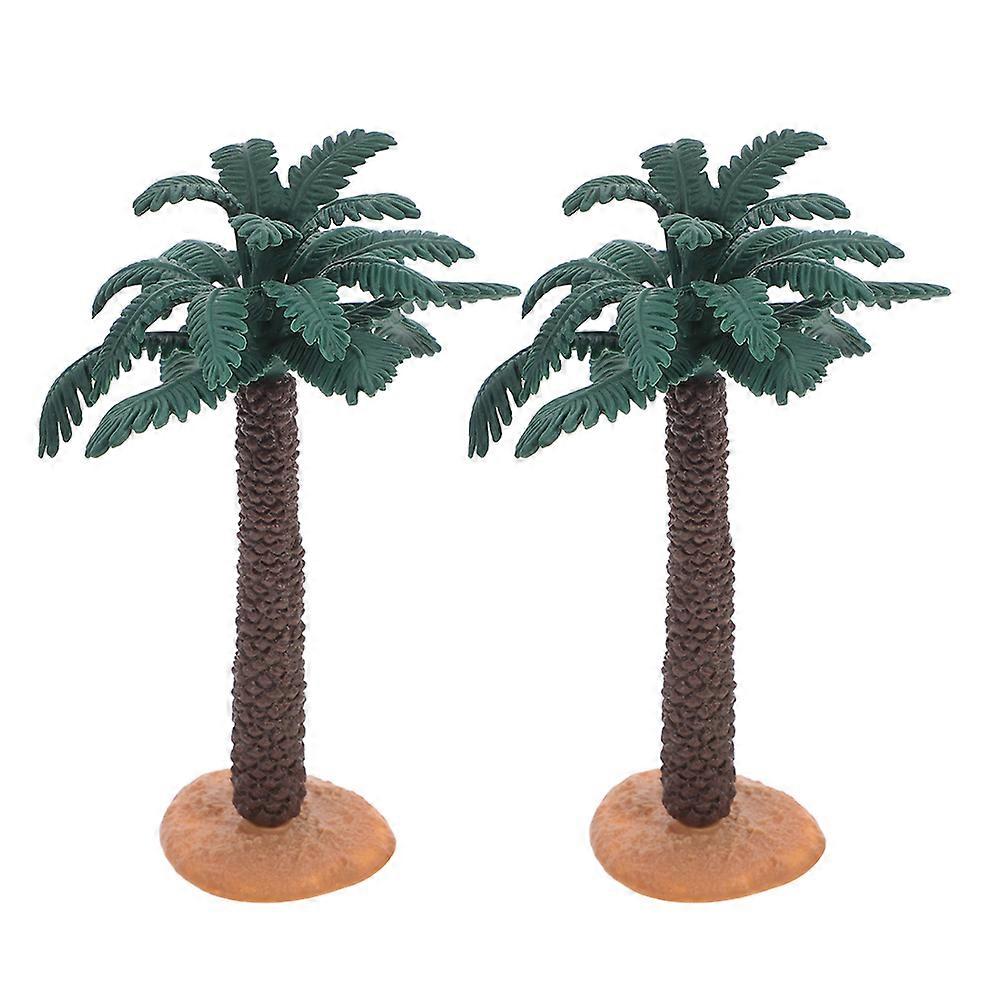 2pcs Realistic Mini Coconut Palm Tree Models for Diorama, Train Layout, Home, Office & Retail Display – Micro Landscape Ornament