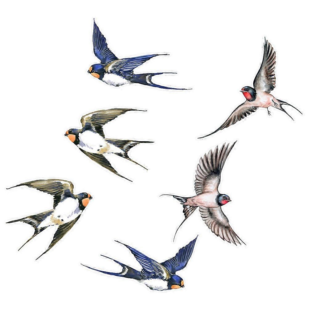 Non-Adhesive Static Cling Sticker Window Clings Bird Collision Design Assorted Color 18.4x12.8cm 6Set