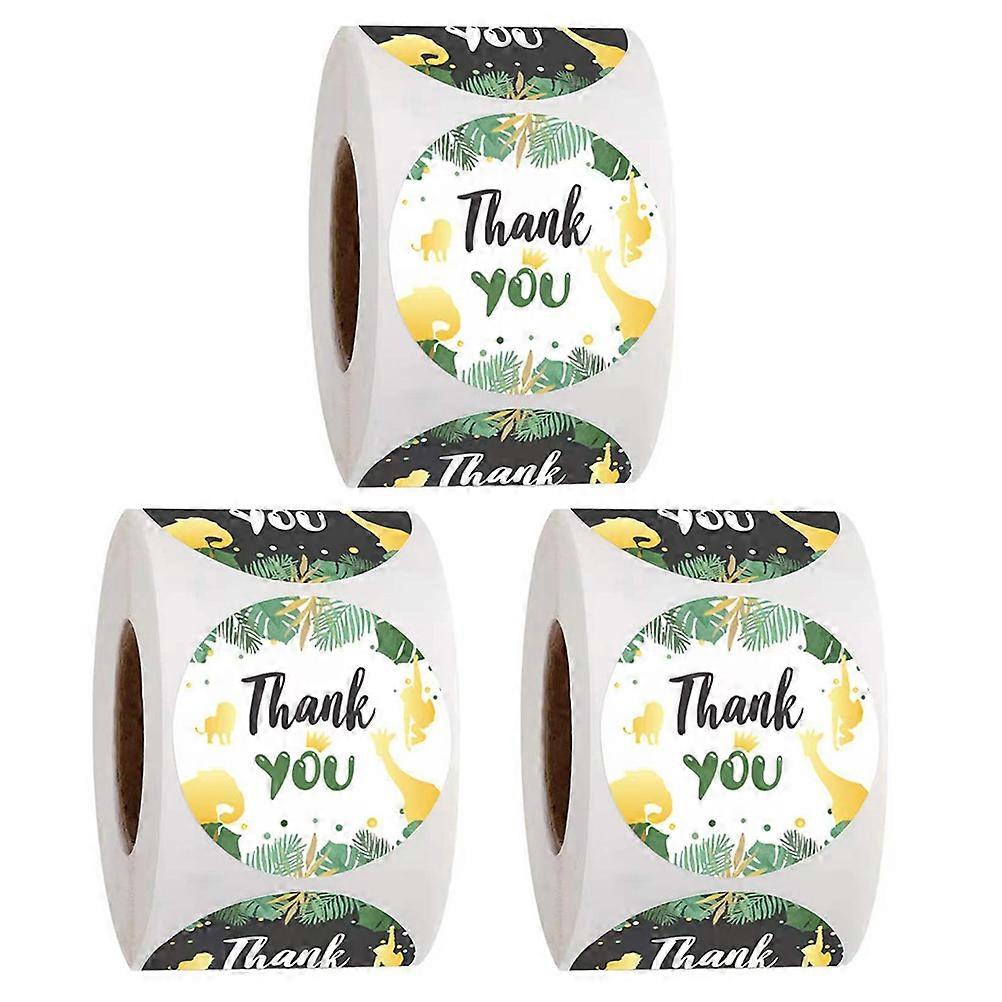 3 Rolls Thank You Stickers, Self Adhesive Cartoon Sealing Labels for Weddings, Parties & Customer Appreciation, Easy to Use Decor for Envelopes &