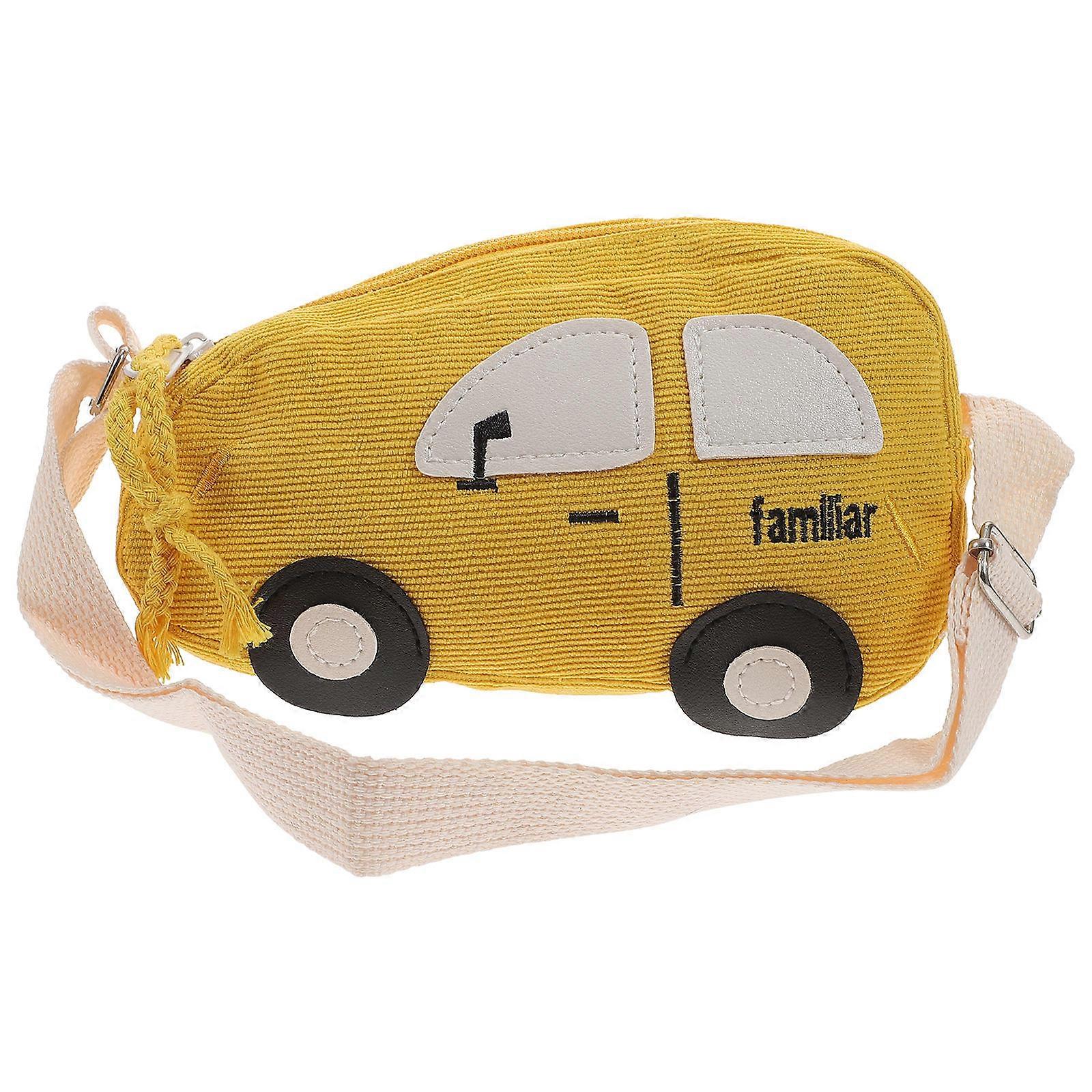 Adorabile borsa a tracolla gialla per bambini - Mini borsa a tracolla leggera e resistente con design per auto per ragazzi