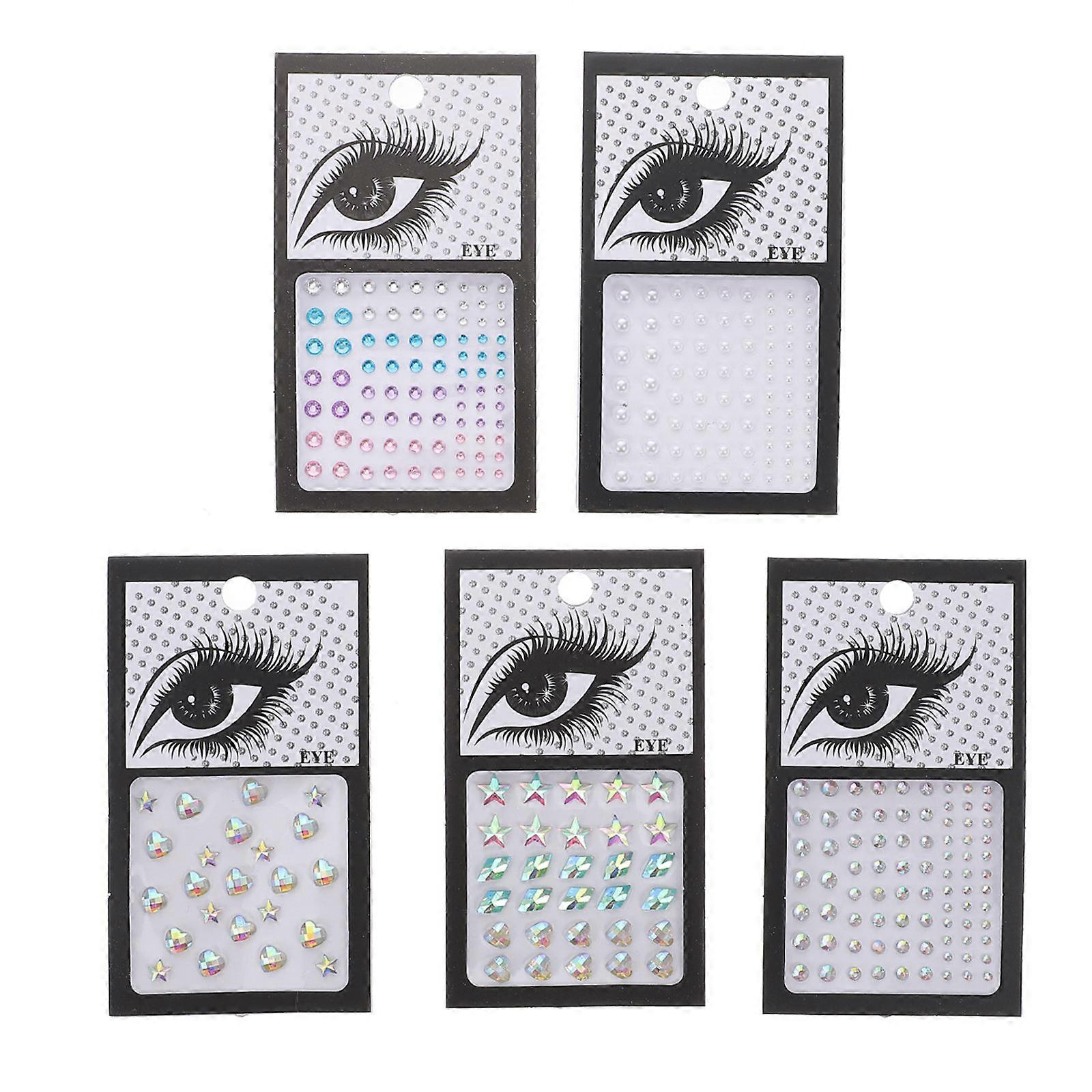 5 Sheets Stick Earrings Face Jewels with Pearl Rhinestone Stickers for Self Adhesive Nail Gems and Gem Stickers for Forehead, Cheeks, Eyebrows – Easy