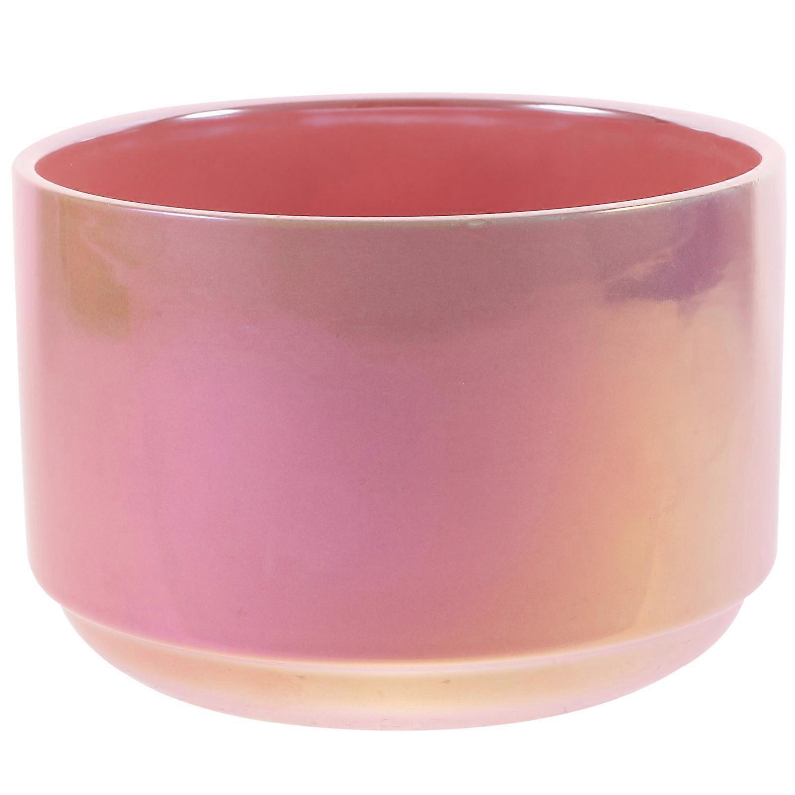 Rainbow Ceramic Planter Electroplating Technology Flowerpot Outdoor Garden Pink 1Set