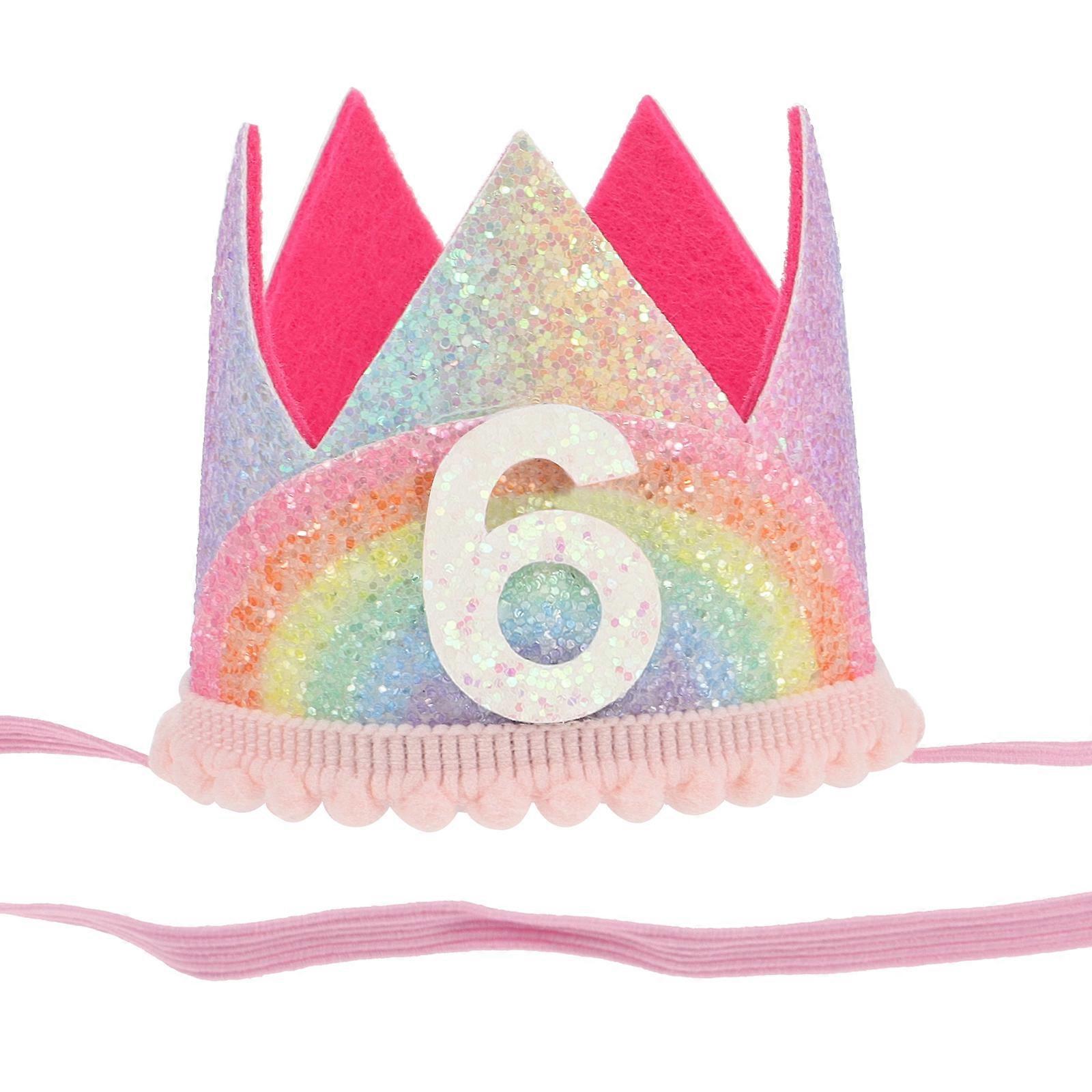 Pink Birthday Crown Hat for Kids Party Decor Cloth Material Lightweight Proper Size 0.5 Sizes