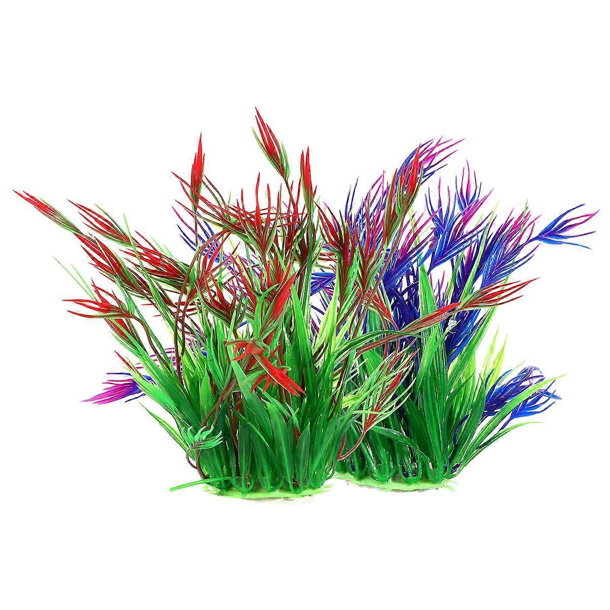 リアルな水族館植物人工水族館植物草水槽水中装飾飾り赤緑2個