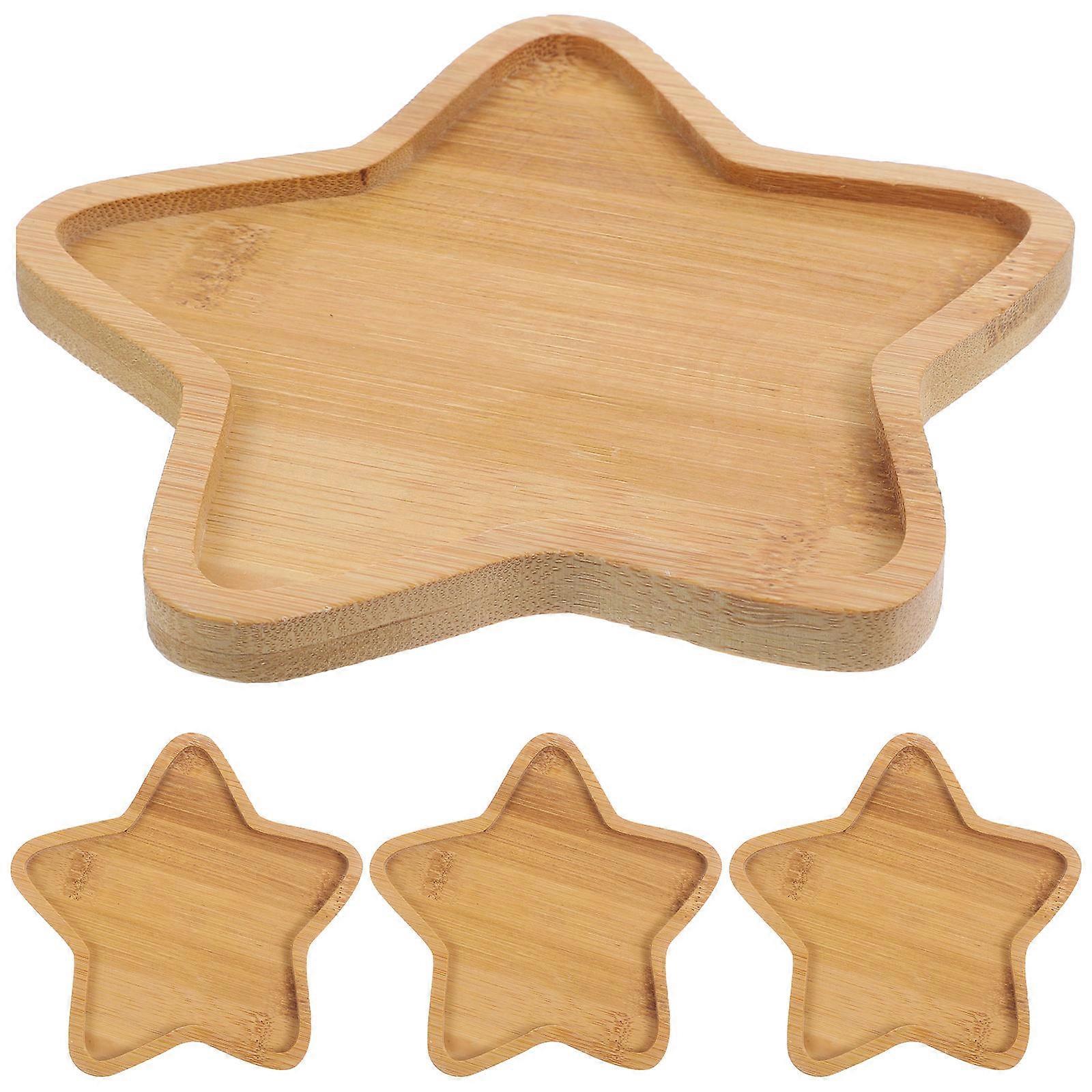 Pot Saucer Trays Bamboo Flower Pot Shape Beige 15.3X1CM Reusable Drainage 4Pcs
